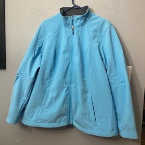 Lands End Polyester Spandex Zip Up Activewear Workout Jacket 3X Aqua Blue USDA